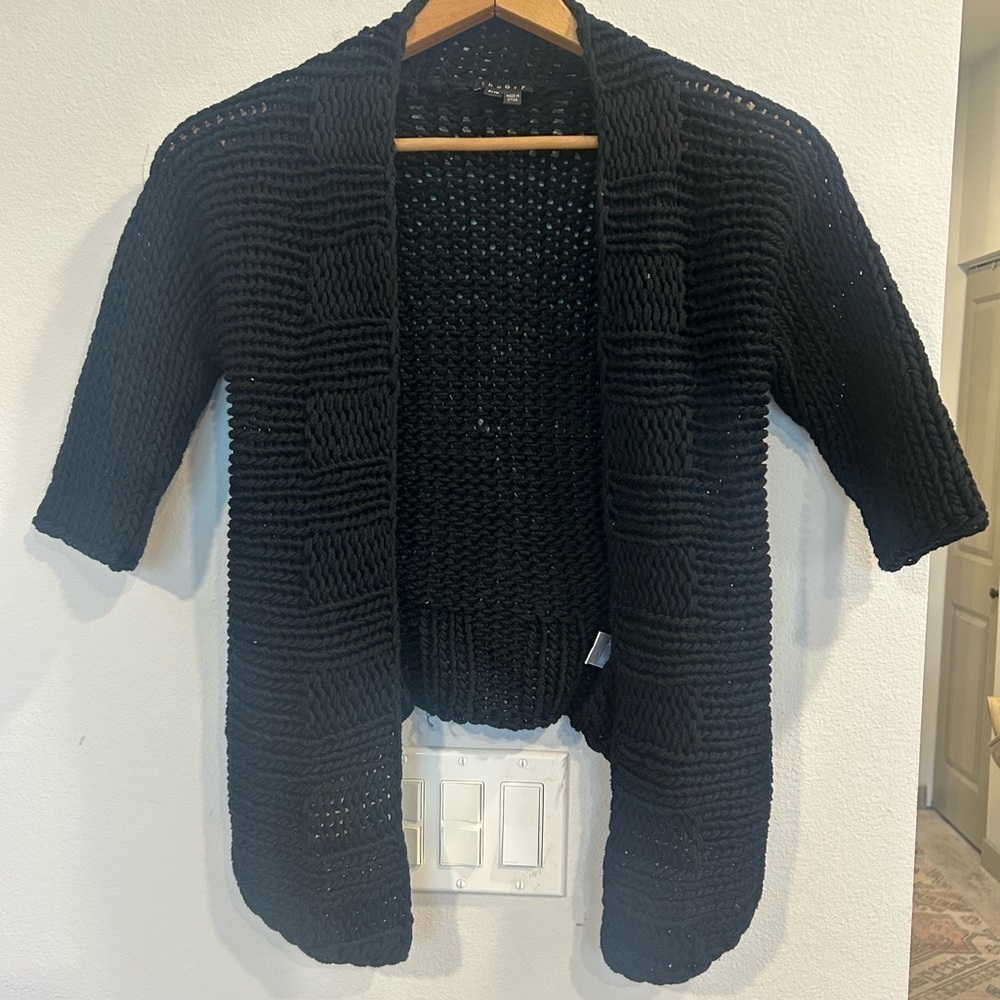 Theory Chunky Black Knit Open Cardigan – Size XS